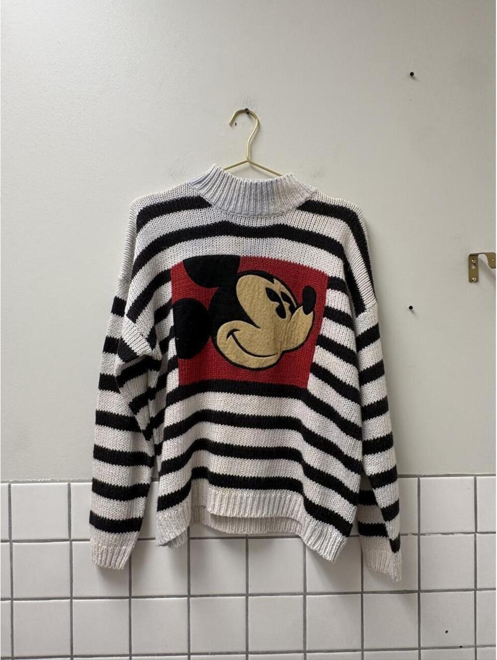 1990s Disney Mickey Mouse black & white striped knit sweater